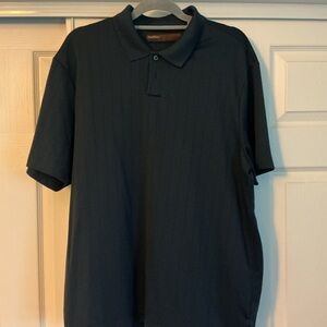 Perry Ellis Men's Black Polo with Subtle Rib Pattern